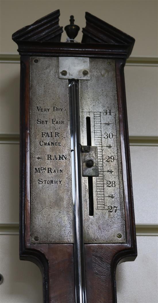 A George III mahogany stick barometer, H.95cm